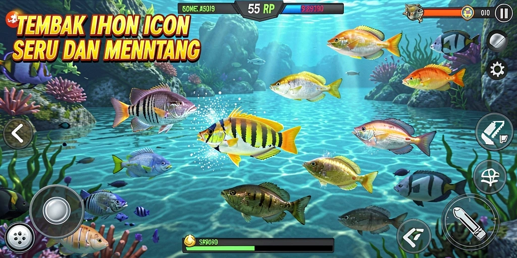 Gameplay seru Tembak Ikan dalam 55RP dengan grafis menawan.