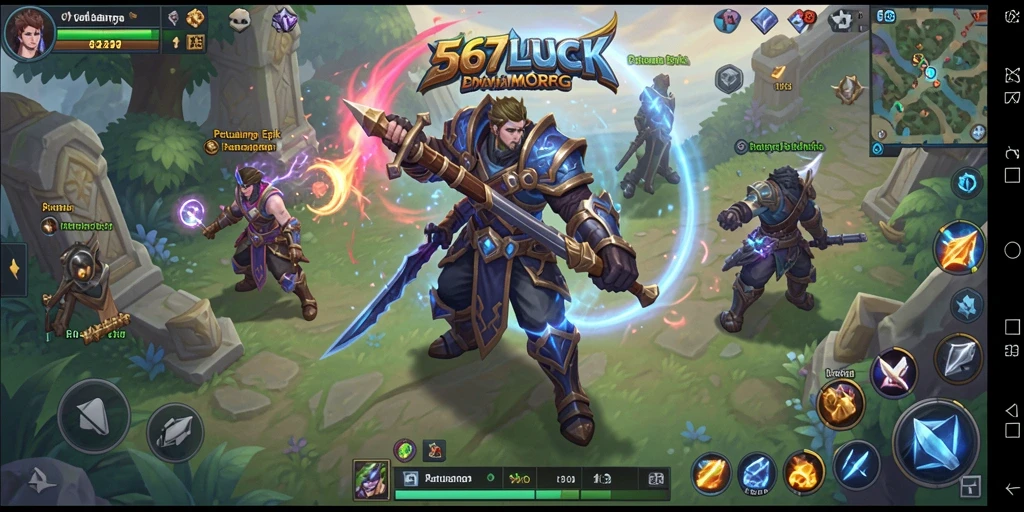 Screenshot gameplay dari 567LUCK, menunjukkan pertempuran multiplayer MMORPG.
