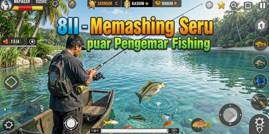 Screenshot gameplay 8II menampilkan aktivitas memancing yang seru dan menantang.