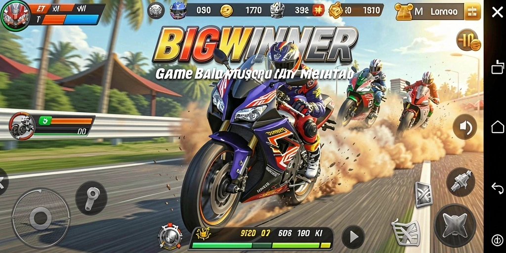 Tampilan balapan seru di BIGWINNER dengan grafik yang memukau.