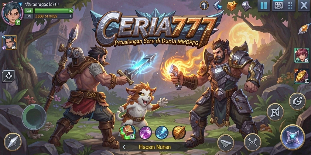 Tangkapan layar yang menunjukkan aksi seru gameplay MMORPG CERIA777.