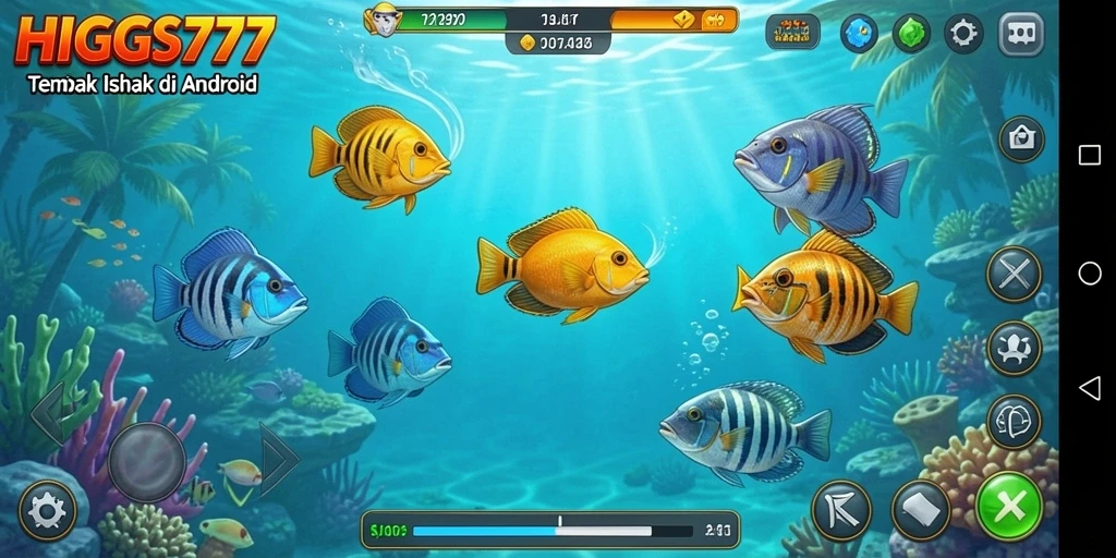 Gameplay HIGGS777 yang seru saat menangkap ikan.