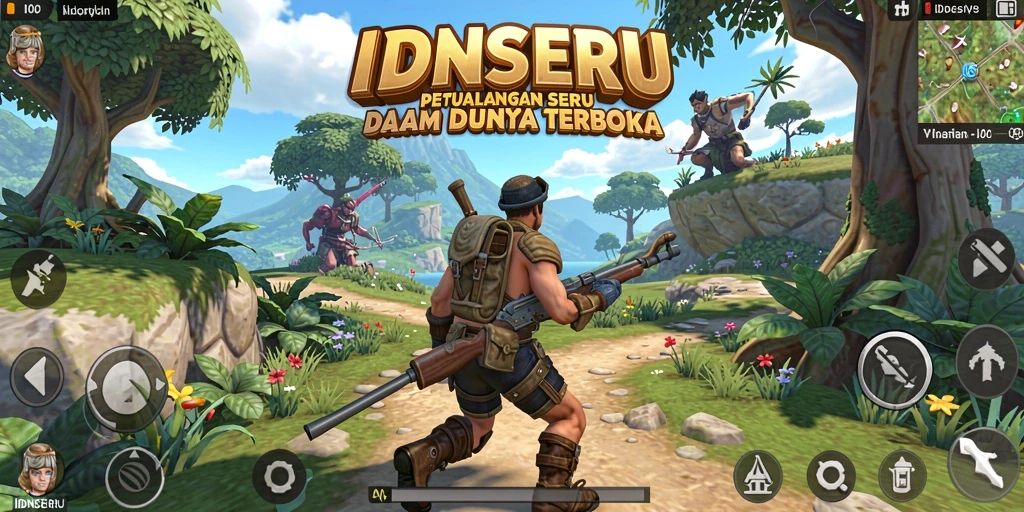 Tampilkan gameplay seru dari IDNSERU dalam dunia terbuka.