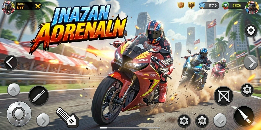 Gameplay INA777 menampilkan balapan motor yang seru dan menegangkan.
