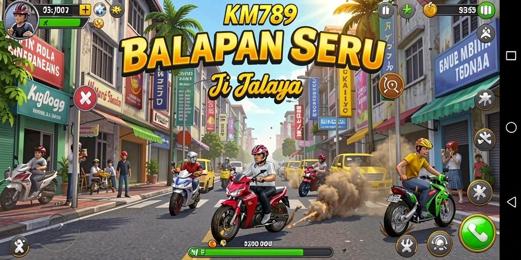 Tampilan menarik dari gameplay balapan di KM789.