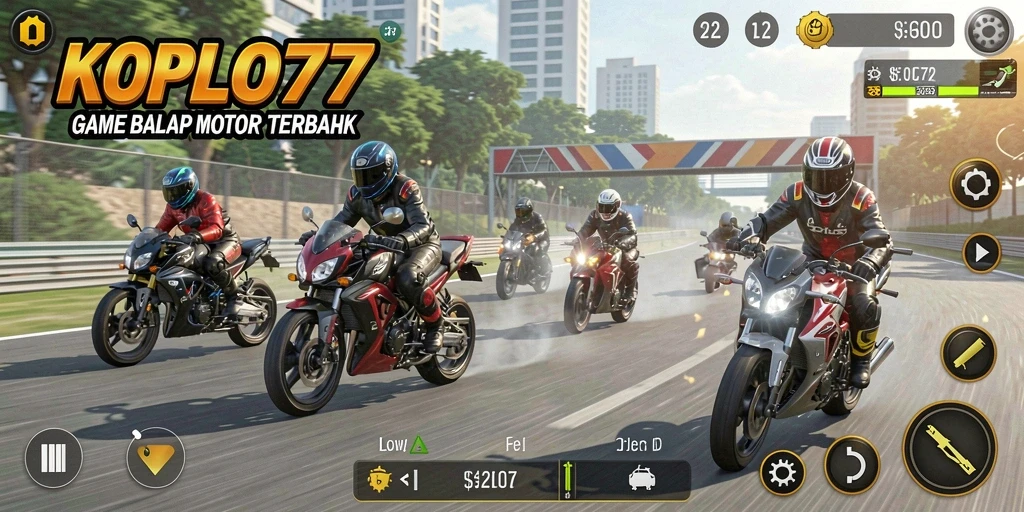 Screenshot KOPLO77 menampilkan aksi balapan motor yang seru dan penuh adrenalin.