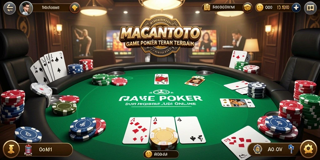 Screenshot utama MACANTOTO menampilkan gameplay poker yang seru dan interaktif.