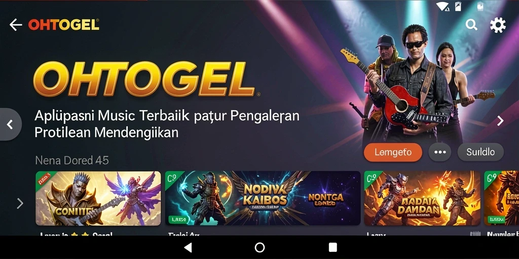 Screenshot utama OHTOGEL menunjukkan tampilan antarmuka aplikasi musik yang menarik.