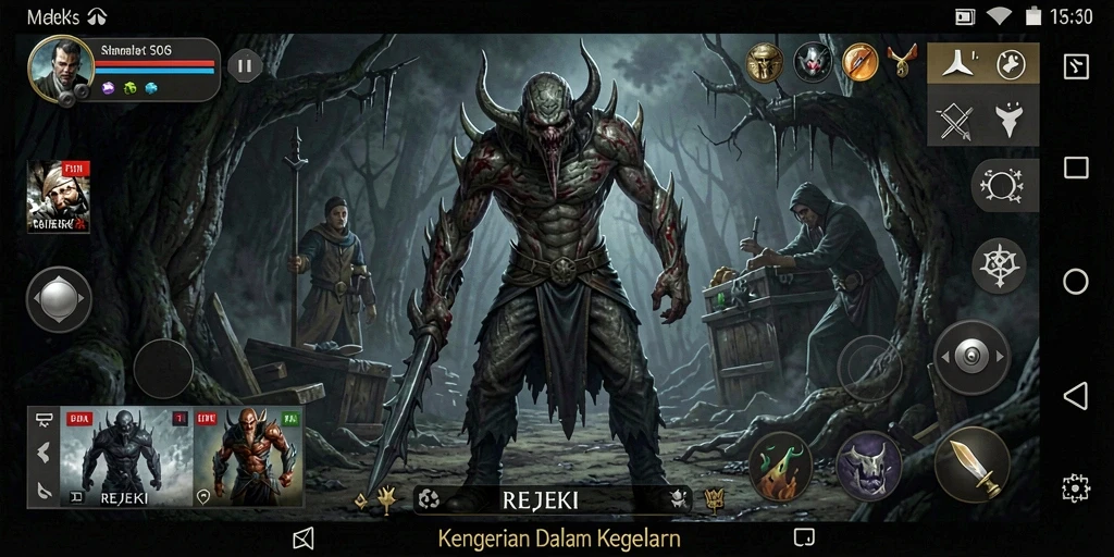 Tampilan gameplay menegangkan dari REJEKI yang memicu adrenalin.