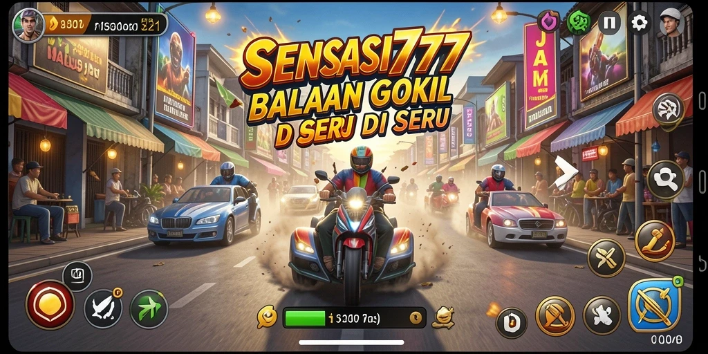Screenshot SENSASI777 menunjukkan aksi balapan yang mendebarkan di trek.