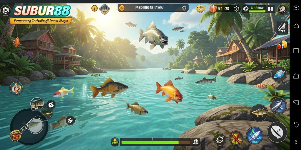 Screenshot gameplay SUBUR88 menampilkan aksi memancing yang mendebarkan.