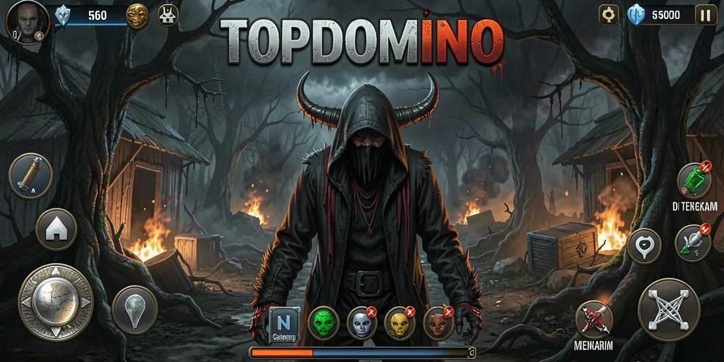 Grafis menakutkan dari gameplay horor di TOPDOMINO.